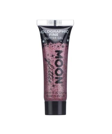 Holographic Fine Face & Body Glitter Gel by Moon Glitter - Pink - Cosmetic Festival Glitter Face Paint for Face Body Hair Nails - 12ml