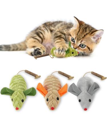 Osdue Catnip Sticks Set - 3 Plush Mouse Toys for Dental Care & Fresh Breath | Chewing Wood Sticks for Cats - Buy Online on GoSupps.com