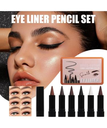 Eyeliner Pencil 6Color Nonwipe Balm Natural Longlasting Eyeliner for Women Men Older Women Halloween Dates Stage Performance Holidays Party - Buy Online on GoSupps.com