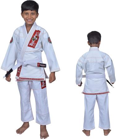 Twister Kids Jiu Jitsu Gi | Ultra Light Fabric Youth BJJ Gi with Free White Belt | C3 White/Red - Buy Online on GoSupps.com
