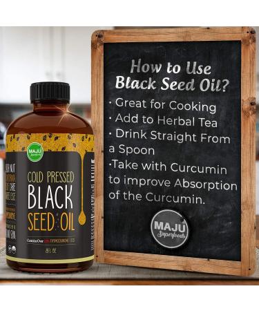 MAJU Black Seed Oil - Cold-Pressed Turkish Black Cumin Seed Oil, 8 oz Glass Bottle - Buy Online on GoSupps.com