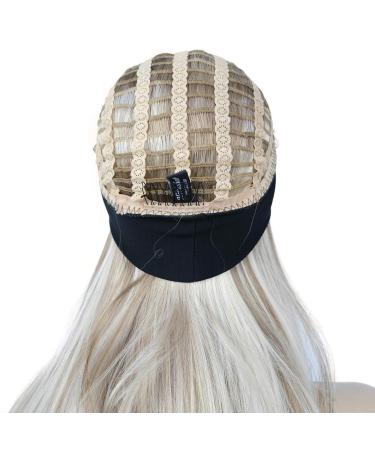 Lydell Long 3/4 Women's Wig - Smooth Hair Part Adjustable Black Headband Synthetic Hair with H16/613 Blonde Highlights | Shop Internationally - Buy Online on GoSupps.com