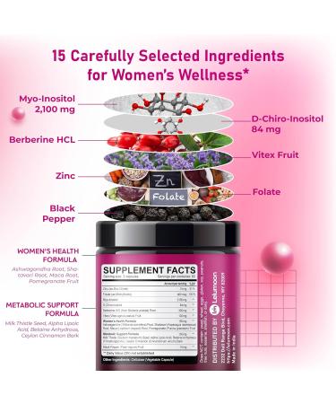 Premium Inositol 2904 mg with Berberine Vitex Ashwagandha & Shatavari Supports Women s Health & Metabolic Wellness 180 Capsules 180 count (pack of 1) - Buy Online on GoSupps.com