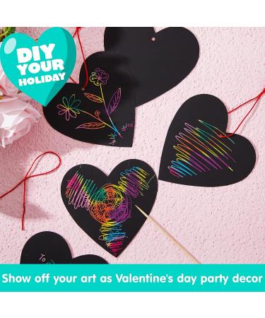 JOYIN 36 Packs Valentines Day Gifts Cards for Kids Magic Color Scratch Heart Rainbow Scratch Paper Heart Art Valentine Crafts & Art for Kids Classroom Exchange Create Rainbow Scratch Art Without Ink - Buy Online on GoSupps.com