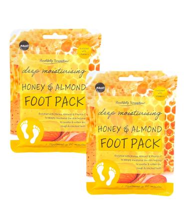 Honey & Almond Infused Moisturising Foot Pack Socks Enriched with Vitamin E - Helps Rough Cracked Heels - 2 Pack
