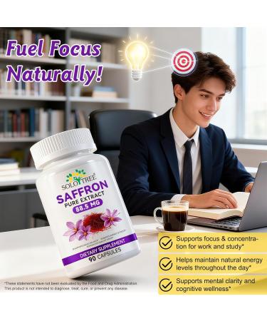 Saffron Supplements for Mood Energy & Vision Support 88.5mg Pure Saffron Extract Capsules Focus Eye & Stress Relief Support for Women & Men Vegan Non-GMO 90 Veggie Capsules (3 Month Supply) - Buy Online on GoSupps.com