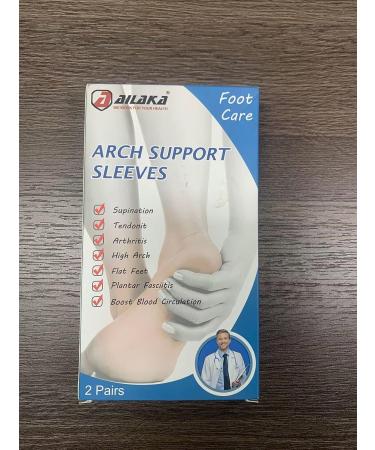 2 Pairs Ailaka Compression Arch Support Sleeves - Cushioned Braces for Flat Foot Pain Relief and Plantar Fasciitis - Gel Pads Included - Black - Buy Online on GoSupps.com