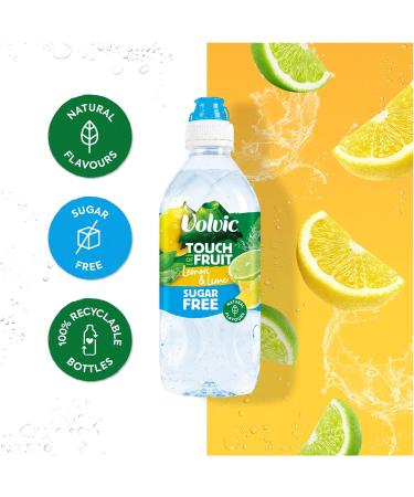 Volvic Touch of Fruit Sugar Free Lemon & Lime Water 6 x 750ml - Refreshing Hydration - Buy Online on GoSupps.com