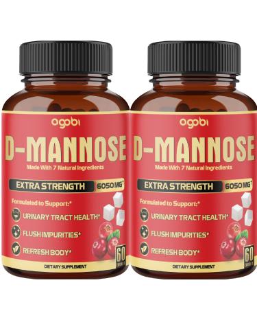 (2 Packs) D-Mannose Extract Capsules 6050 mg - 7in1 Supplement for Natural Urinary Tract Health & Immune Support - Combined Cranberry, Dandelion, Hibiscus, Rosehips & More - 4 Months Supplement