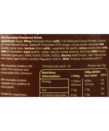 Galaxy Instant Hot Chocolate Drink 1000g - Rich Chocolate Flavour - 1kg (Pack of 1) - Buy Online on GoSupps.com