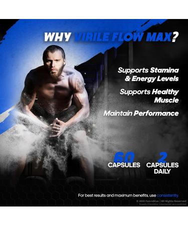 NutraRize Virile Flow Max for Men Official VirileFlow Pills Premium Blend to Support Energy Stamina and Performance Viril Flow Male Capsules Powerful Formula Pastillas Review (60 Capsules) - Buy Online on GoSupps.com