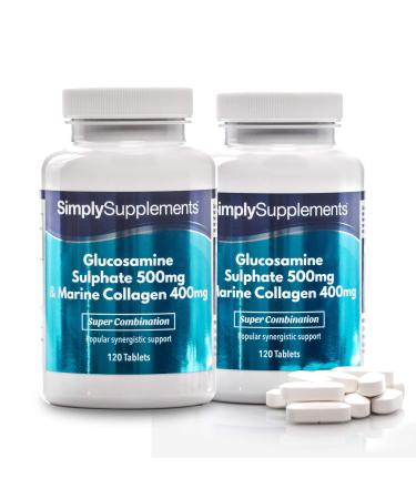 Glucosamine 500mg & Marine Collagen 400mg | 2X 120 (240) Tablets | Manufactured in The UK