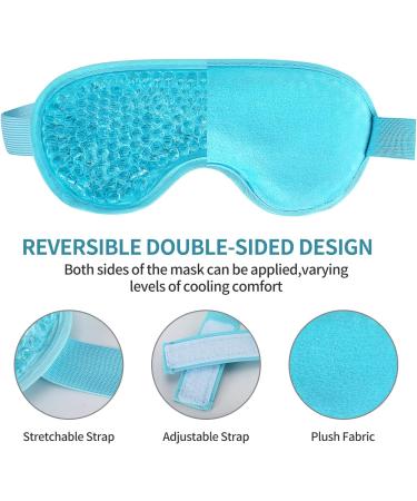 2-Pack Reusable Gel Cooling Eye Mask for Puffiness, Headache, Migraine, Stress Relief | Cold Compress Mask with Plush Backing - Blue - Buy Online on GoSupps.com