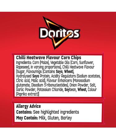 Doritos Chilli Heatwave Vegetarian Tortilla Chips Perfect for Snacking 40g (Case of 32) (Pack of 4) 40 g (Pack of 128) - Buy Online on GoSupps.com