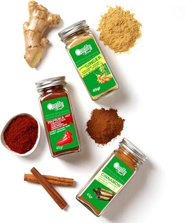 Spice Pack. Spicy. Ideal for gifts and everyday use. 8 glass jars reusable ground black and white pepper whole cayenne and flakes strong paprika ginger garlic and onion - Buy Online on GoSupps.com