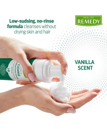 Medline Remedy Clinical No-Rinse Foam Cleanser Vanilla Scent - 4 fl oz | Gentle No Rinse Shampoo & Body Cleanser for Sensitive Skin | Hydrating, Paraben & Sulfate Free | Face, Body, Hair | All Ages - Buy Online on GoSupps.com