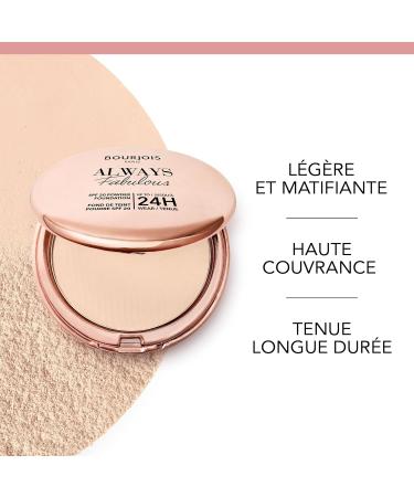 Bourjois Always Fabulous 125 Ivory Foundation Powder Lightweight Formula Long-Lasting Up to 24 Hours SPF 20 Hyaluronic Acid Natural Matte Finish 7g - Buy Online on GoSupps.com