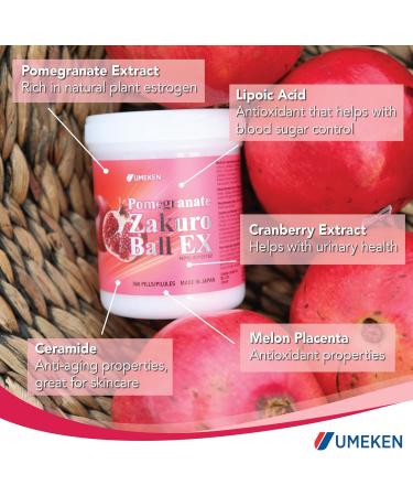 Umeken Pomegranate Extract Zakuro Balls - 360 Pieces (2 Month Supply) Pack of 1 Bottle Chewable Supplement with Natural Vitamins Minerals Citric Acids and Tannins - Buy Online on GoSupps.com