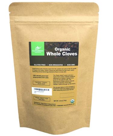 Organic premium hand picked whole cloves 2.5oz Packed from a USDA Certified Organic Farm in Sri Lanka (stand up resealable pouch)