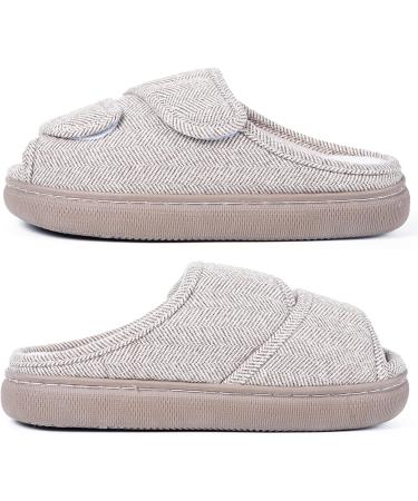 Adjustable Diabetic Slippers for Women Men - Extra Wide House Shoes - Light Coffee - Size 9-9.5 Wide Women/7.5-8.5 Wide Men - Buy Online on GoSupps.com
