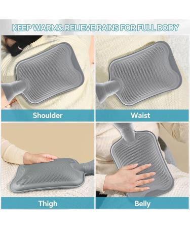 2L Hot Water Bottle - Rubber Hot Compress & Cold Therapy for Pain Relief | Gray Bed Bottle (No Cover - Buy Online on GoSupps.com