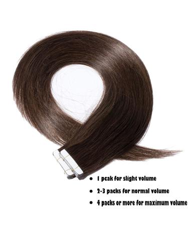 Silk-Co Tape Extensions | 40cm Remy Real Hair | Dark Brown | 20 Pieces 4cm Wide 2.5g Each - Buy Online on GoSupps.com