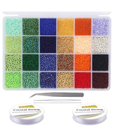 EuTengHao 13200pcs Glass Seed Beads Small Craft Beads Small Beads for DIY Bracelet Necklaces Crafting Jewelry Making Supplies with Two 0.6mm Clear