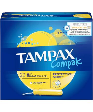 Tampax Compak Regular Tampons with Applicator - 22 Pieces | Discreet Protection Against Leaks - Fresh & Reliable Shipping Worldwide - Buy Online on GoSupps.com