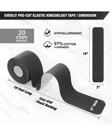 EVERLIT Pre-Cut Elastic Cotton Kinesiology Tape 20 Strips - Black - Buy Online on GoSupps.com