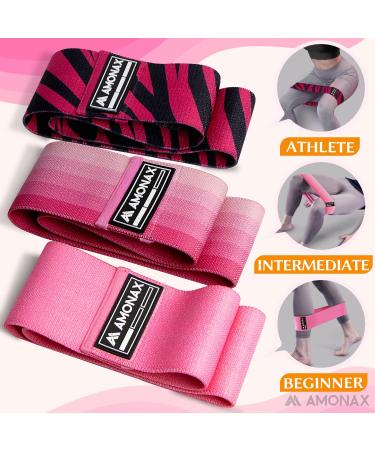 Amonax Fabric Resistance Bands for Women - Pink Glute Bands for Squats & Weight Loss Workouts - Buy Online on GoSupps.com