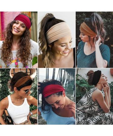 Kavya Wide Headbands for Women - Set of 4 | Soft Elastic Hair Bands for Yoga & Fashion | Knotted Headscarf & Hair Accessories for Adults - Buy Online on GoSupps.com
