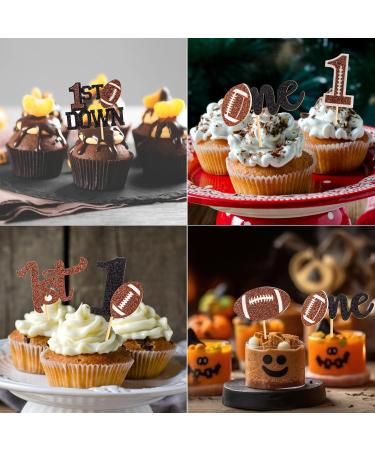 60Pcs Rugby One Cupcake Toppers Glitter American Football 1st Birthday Cupcake Picks for Rugby Sports Theme Baby Shower Kids First Birthday Party Cake Supplies Color06 - Buy Online on GoSupps.com