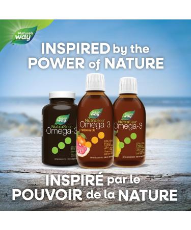 Nature's Way NutraSea Omega-3 and Vitamin D Supplement - Fish Oil with 1250mg EPA and DHA 1000 IU Vitamin D3 Support Healthy Heart and Brain Help Build Strong Bones and Teeth & Help Support Immune System - Grapefruit Tangerine Flavour 200 mL Liquid - Buy Online on GoSupps.com
