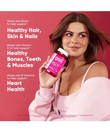 Goli Women's Multi Gummies - Complete Daily Multivitamin with All 13 Essential Vitamins Biotin Zinc - Supports Hair Skin Nails Immune System - Vegan Non-GMO - 60 Count (2 Pack) - Buy Online on GoSupps.com