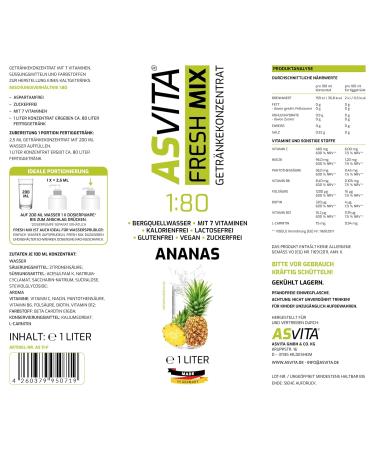 Buy Asvita Sugar-Free Syrup - 1L Pineapple Beverage Mix | 26 Flavors | International Shipping Available - Buy Online on GoSupps.com