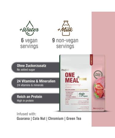 NUPO One Meal + Prime Vegan Shake - Strawberry | Sugar-Free Dietary Shake for Weight Loss | 360G Nutrient-Packed Meal Set - Buy Online on GoSupps.com