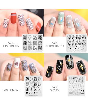 Alexnailart 10 Pieces Nail Stamping Plates Set with Multi-Patterns for Nail Design - Manicure Stencils Tool with Storage Bag (Set5) - Buy Online on GoSupps.com
