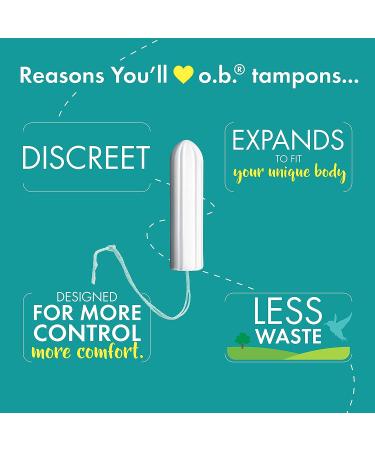 o.b. Original Non-Applicator Tampons - Regular, Super, & Super Plus Absorbancies - 40 Count - Buy Online on GoSupps.com