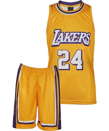 Amdrabola Lakers Kobe Bryant Kids Basketball Jersey Kit - Black & Yellow Includes Shorts (Ages 4-13) - Buy Online on GoSupps.com