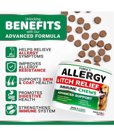 Allergy Support Chews for Dogs - Rich in Colostrum Salmon Oil Turmeric - Vet Crafted Formula - Made in USA - Buy Online on GoSupps.com