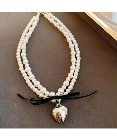 Oralgo's Exquisite Heart Fans Necklace - Elegant Jewelry with Imitation Pearls for Women | Stylish Collarbone Chain - Buy Online on GoSupps.com