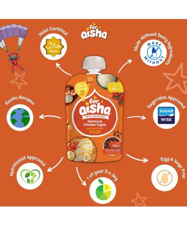 For Aisha Moroccan Chicken Tagine Baby Food Pouch - Dairy Free, Halal, Natural (7 Months+) | Pack of 1 - Buy Online on GoSupps.com