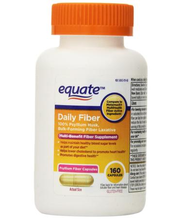 Equate Fiber Therapy For Regularity Fiber Supplement Capsules 160-Count Bottle