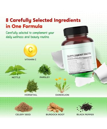 Premium All-in-1 Nettle Leaf Parsley Horsetail & Dandelion Supports Urinary Balance & Hair Skin Nail Strength 150 Capsules 150 count (pack of 1) - Buy Online on GoSupps.com