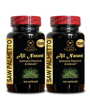OLANTA TRADE SOLUTION Saw Palmetto Extract 1000mg Dual Prostate & Hair Support for Men Saw Palmetto - Vegetarian Capsules with Support for Lifestyle and Clean Living 2 Bottles 200 Counts
