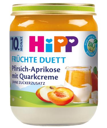 HiPP Organic Fruit Duet Peach-Apricot with Quark Cream Pack of 6 (6 x 160g) - Buy Online on GoSupps.com