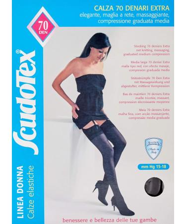 SCUDOTEX 70 Denier Knitted Compression Stockings - Medium Size HG 15-18 - Black - Size 4 | International Shipping Available - Buy Online on GoSupps.com