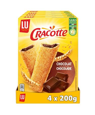 LU CRACOTTE - 4 Boxes of Chocolate Cracotte - Crispy Cracotte Filled with Chocolate - Gourmet Breakfast and Snack Biscuits - Made in France - Pack of 4x200g