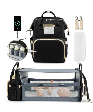 Kompoll Diaper Bag Backpack - Large Capacity Baby Bag with Changing Station | Baby Registry Shower Gift | Organizer for Unisex Dad Mom | Black - Buy Online on GoSupps.com