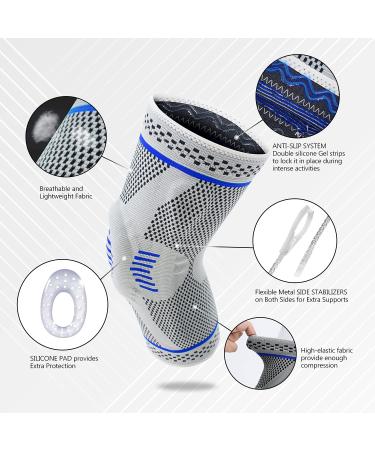 Professional Grade Knee Brace Compression Sleeve for Men & Women - Support for Running, Arthritis, Meniscus Tear, Joint Pain Relief - N2/Grey XL - Buy Online on GoSupps.com